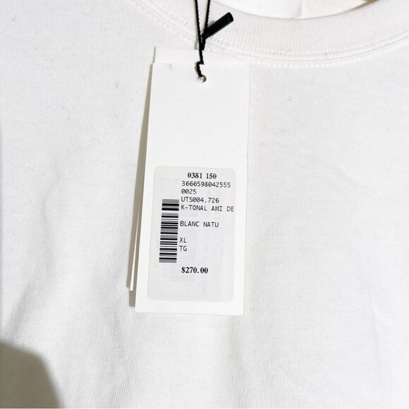 NWT Ami Paris Alexandre Mattiussi Ami De Coeur Tonal T-shirt Natural White - Picture 7 of 11